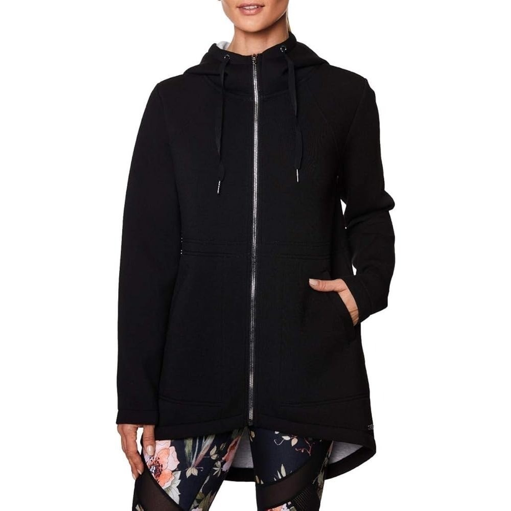 Betsey Johnson Performance Hi-Low Hem Hooded Neoprene Jacket‎ Size XS Gorpcore